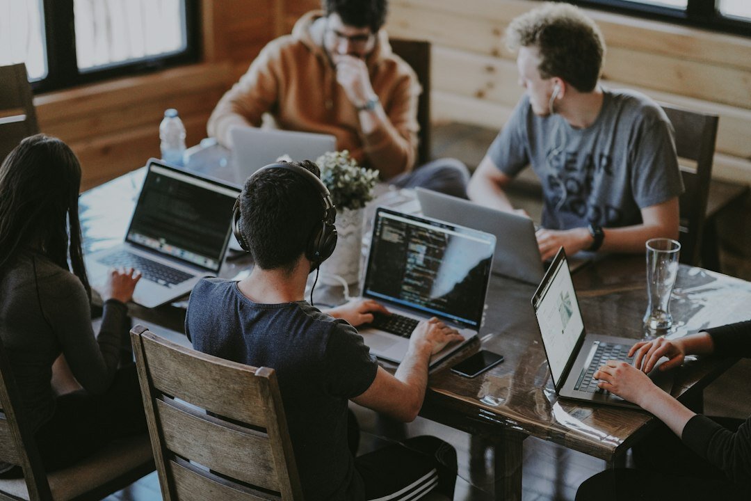 business team discussing code